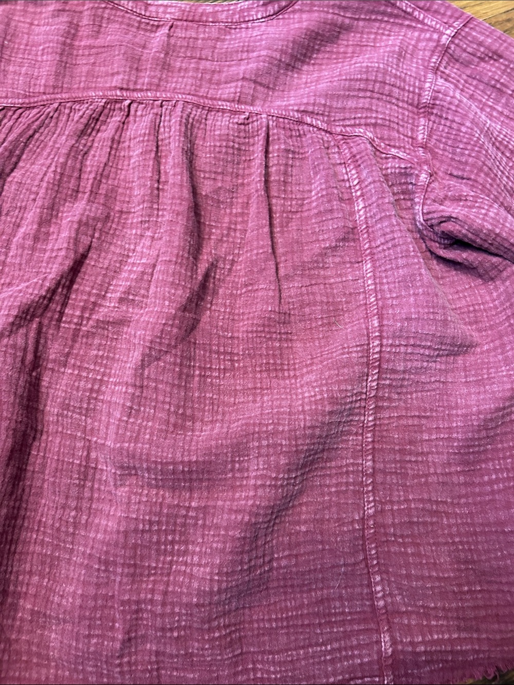 easel Washed Button-Front Top - Raspberry - Picture 8 of 9